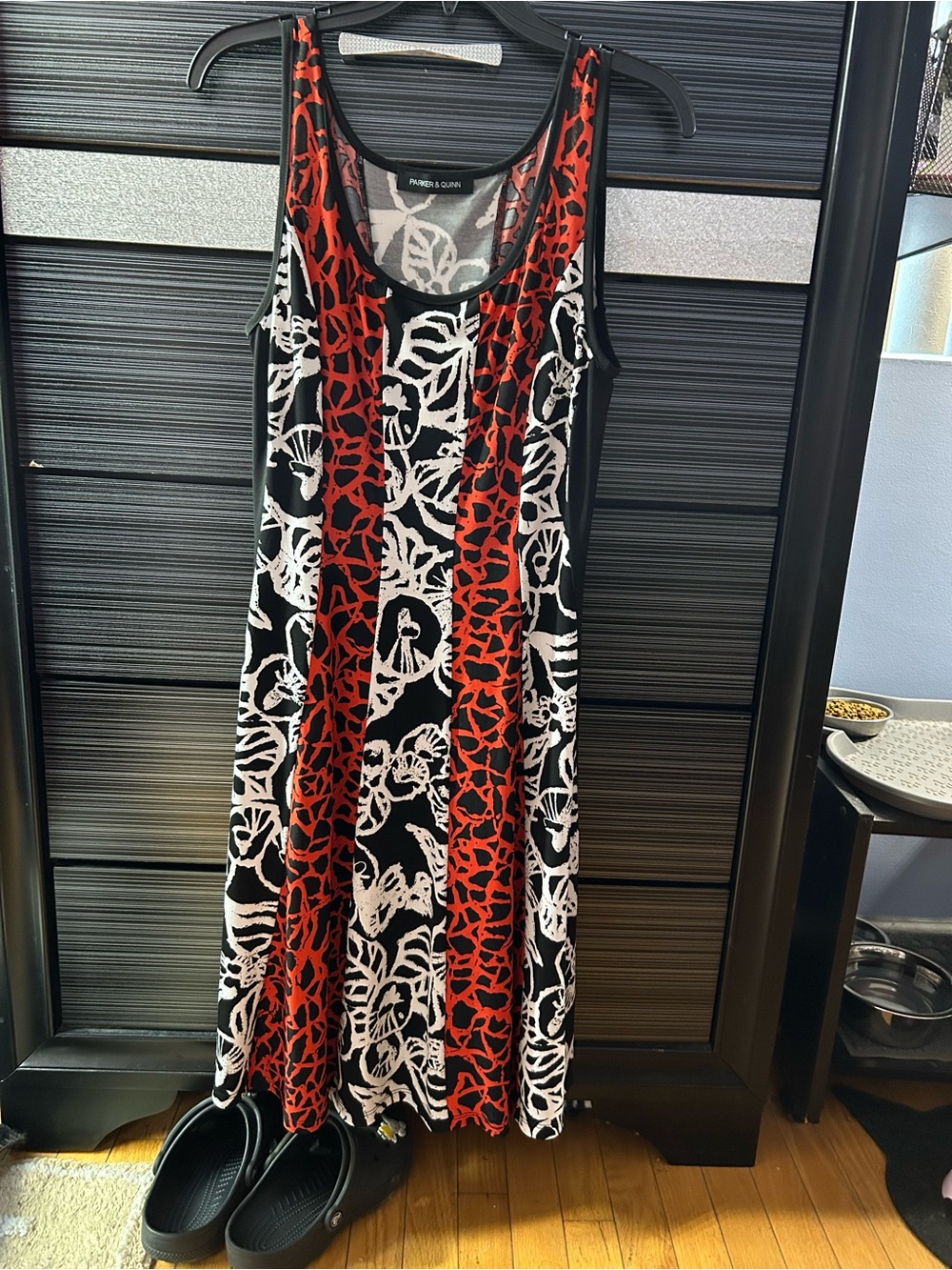 Parker @ Quinn black Red & White Sleeveless Midi Tank Dress